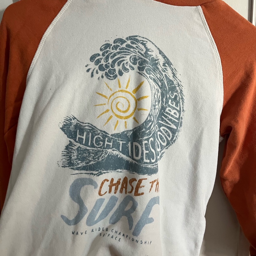 Fat Face Orange and Cream Textured Sweatshirt